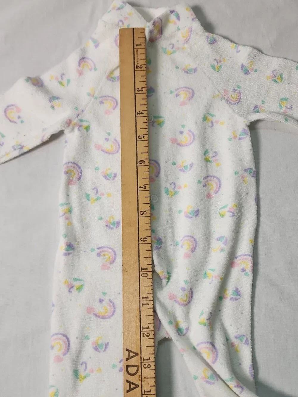 Kent Baby White Footed Sleeper Terry Cloth Medium Rainbows Hearts VTG